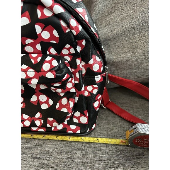 Disney Parks Minnie Mouse Mini Backpack Black Red Polka Dot Bows Adjustable - Picture 10 of 12